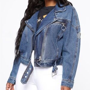 Dark Wash Moto denim Jacket